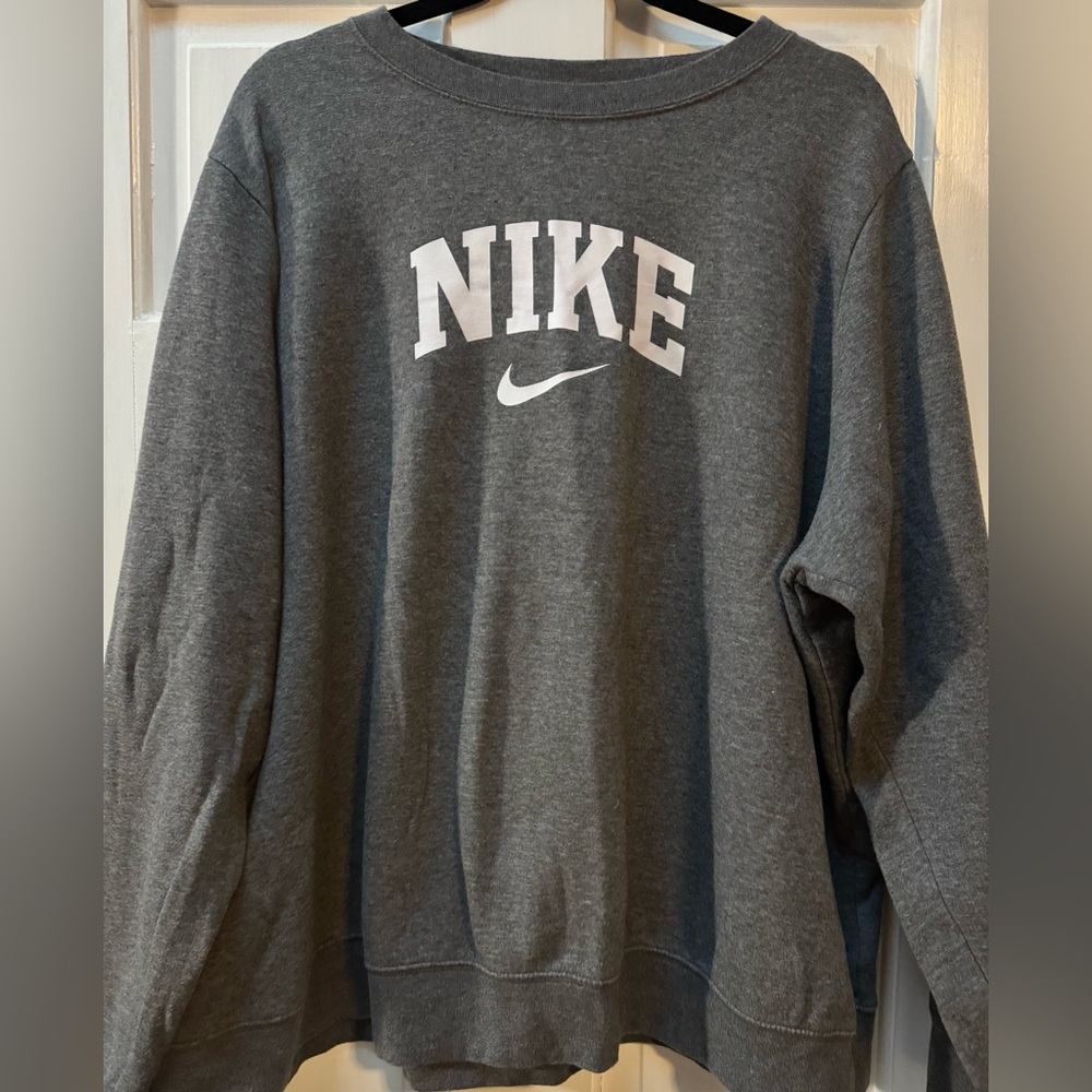 Nike Women's Gray Sweatshirt with White Logo